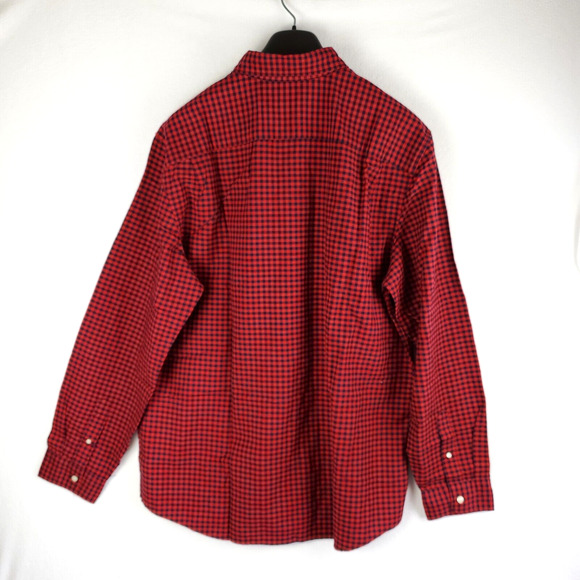 Gap Shirt Button Down Mens XXL Slim Red Black Plaid Long Sleeve Work Preppy Top - Picture 2 of 15